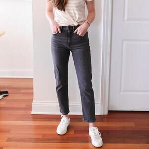 Everlane High Rise Regular Straight High Waist Jeans Womens Size 31 Dark Wash